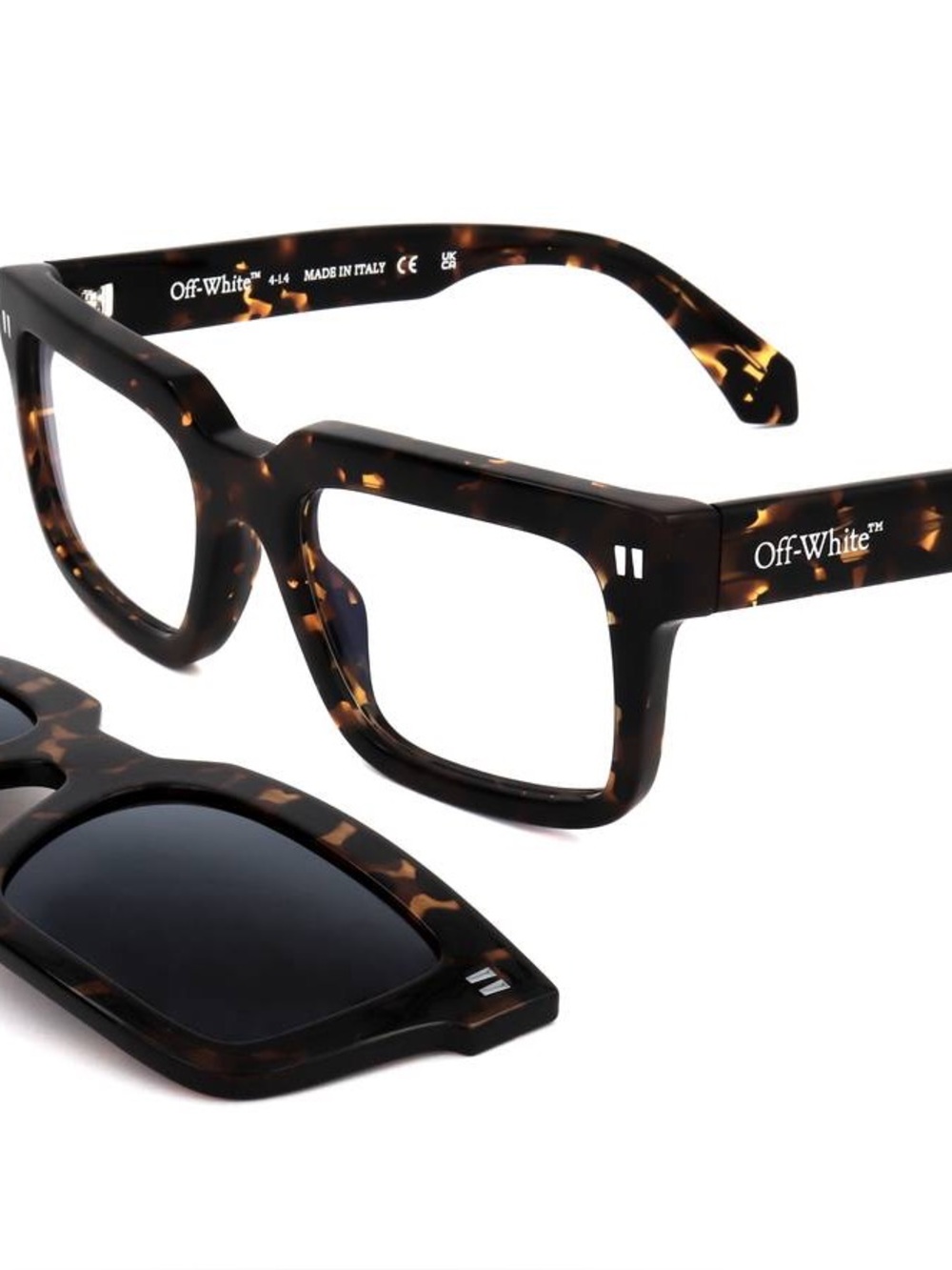 OFF-WHITE Clip On Eyeglasses Rectangular Sunglasses with grey lenses - Picture 3 of 5